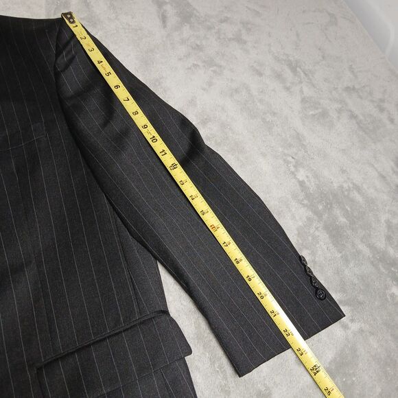 Gianco Polo Blazer Men 42R Black 3 Button Suit Preppy Super 140s Wool Sport Coat - Picture 11 of 14